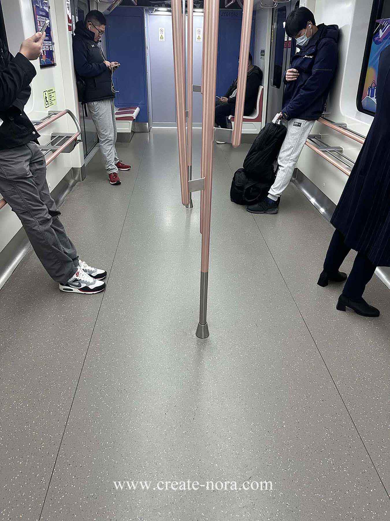the photo of nora rubber flooring in Shanghai Pudong Airport MRT Line 5